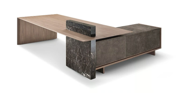 CARTESIANO - L-shaped wood and marble executive desk by i 4 Mariani - view 3